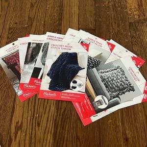 yarn, needles, and books